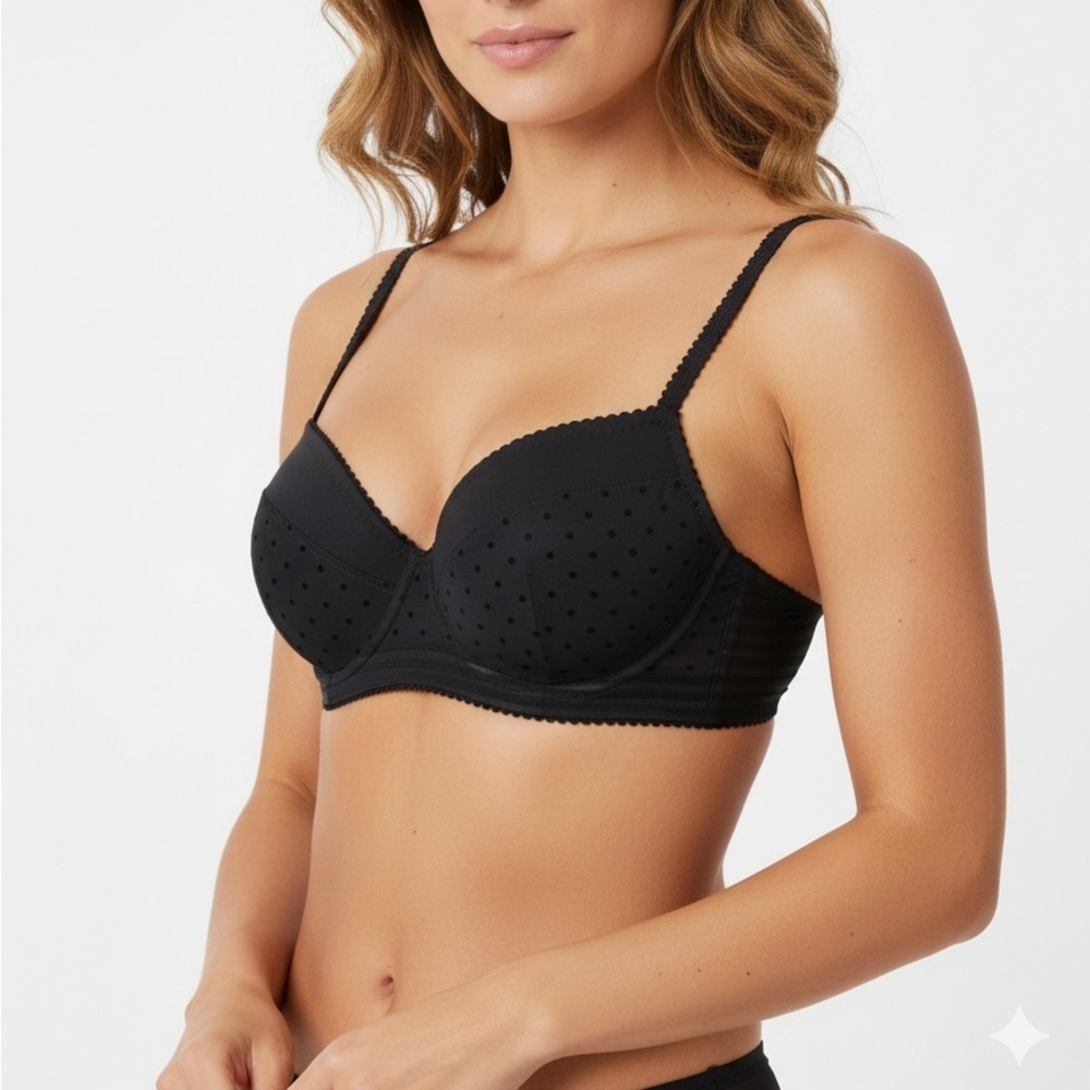 NWT Stella McCartney Yasmen Grooving Contour Plunge Bra Black Polka Dot Sz 32D
